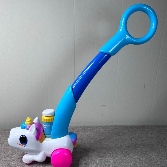 Play Day Unicorn Push Bubble Blower w/ Bubble Solution Blue White NWOB - Picture 8 of 12